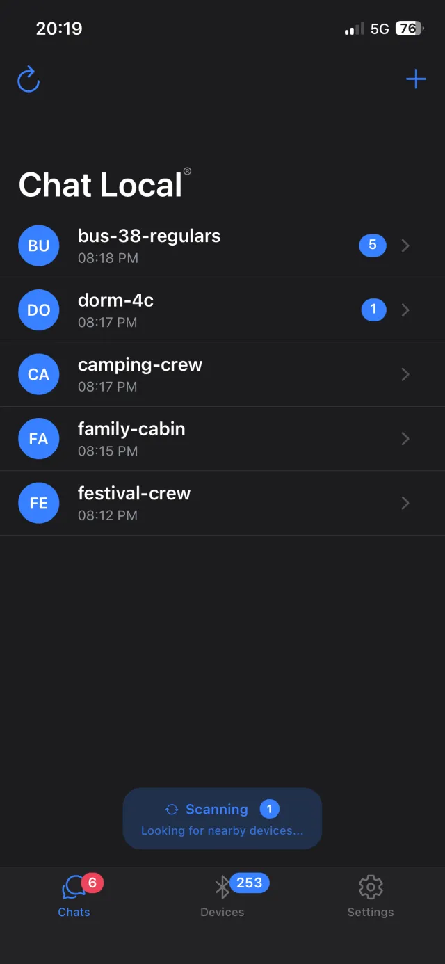 Chat Local conversations list