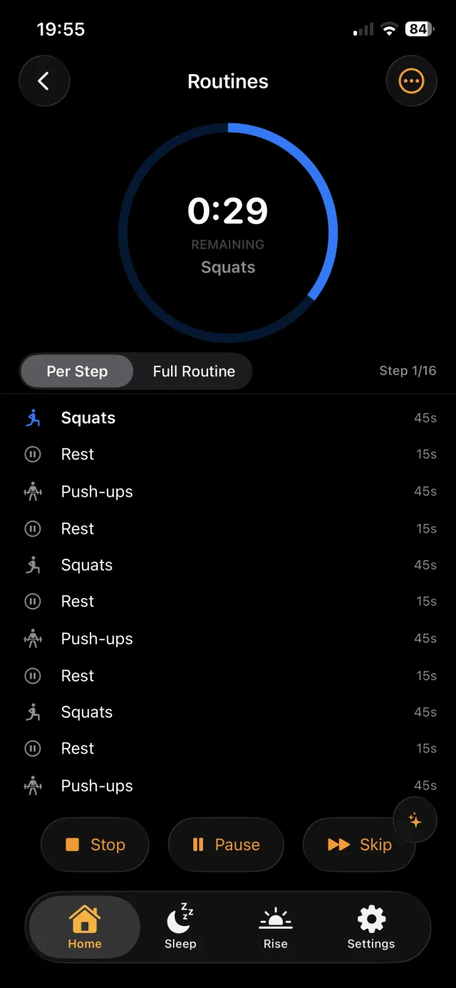 Rouse timed morning routine with countdown ring